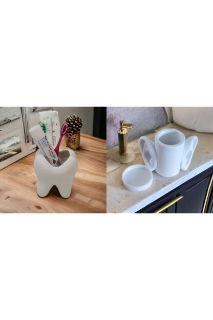 Diş Şeklinde Fırçalık Ve Kulak Şeklinde Kulak Çubuğu Koyacağı Set