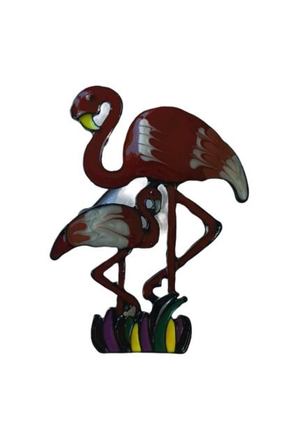 Bebekli Flamingo Figürlü Şirin Yaka İğnesi Broş (Metal) - Görsel 4