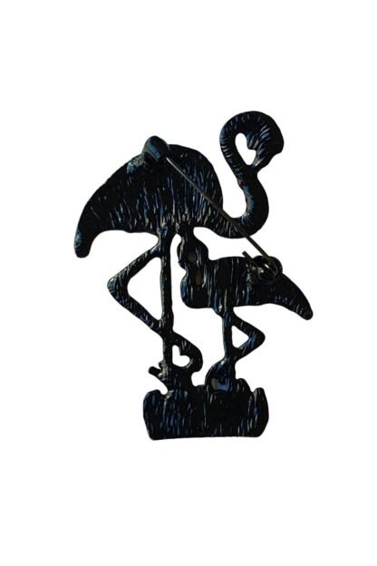 Bebekli Flamingo Figürlü Şirin Yaka İğnesi Broş (Metal) - Görsel 6