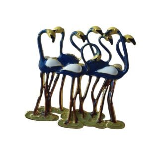 Flamingo Figürlü Şirin Mavi Yaka İğnesi Broş (Metal)