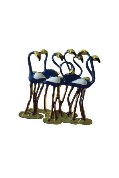 Flamingo Figürlü Şirin Mavi Yaka İğnesi Broş (Metal)