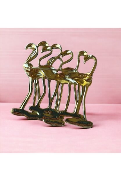 Flamingo Figürlü Şirin Mavi Yaka İğnesi Broş (Metal) - Görsel 2