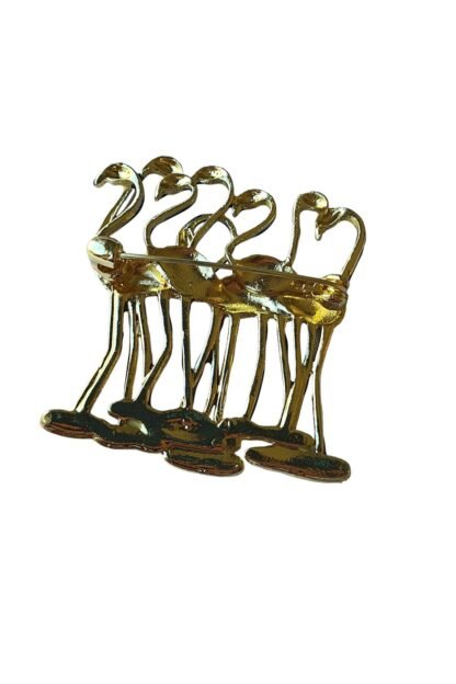 Flamingo Figürlü Şirin Mavi Yaka İğnesi Broş (Metal) - Görsel 4